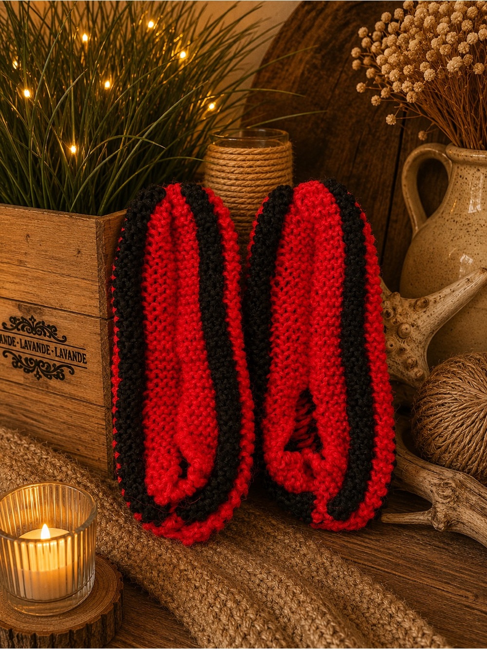 Cozy phentex Red & Black Knit Women’s Slippers